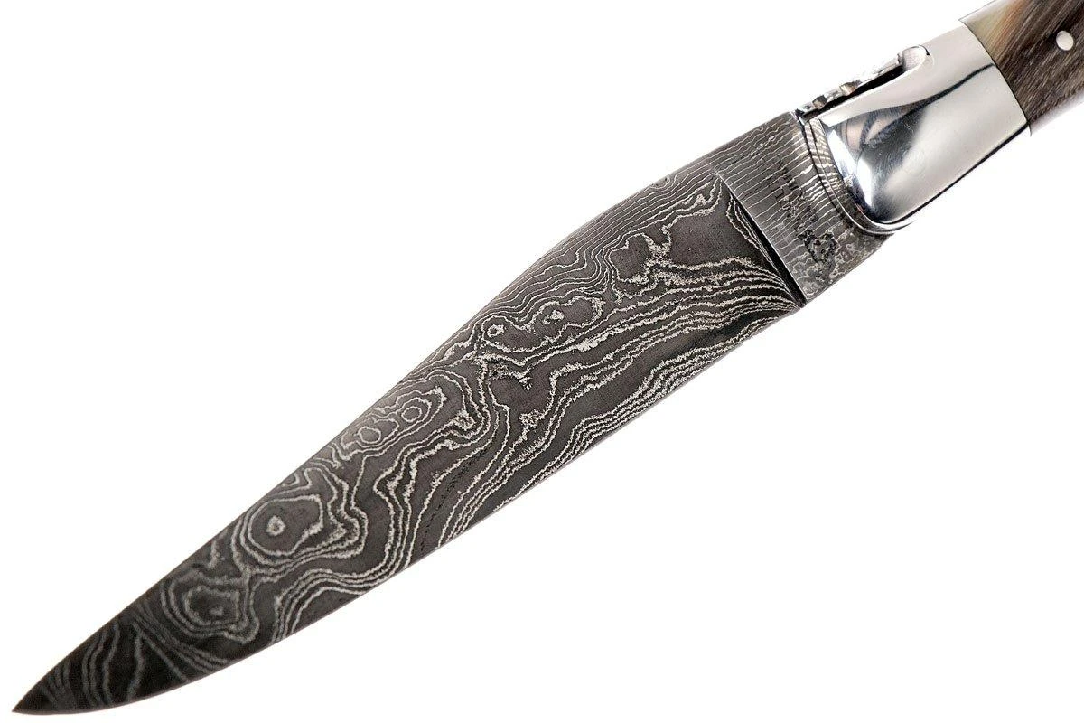 Laguiole En Aubrac 12 Cm Navaja Damascata, Full Handle Cuerno L0712PCI-FFI1 - Imagen 3