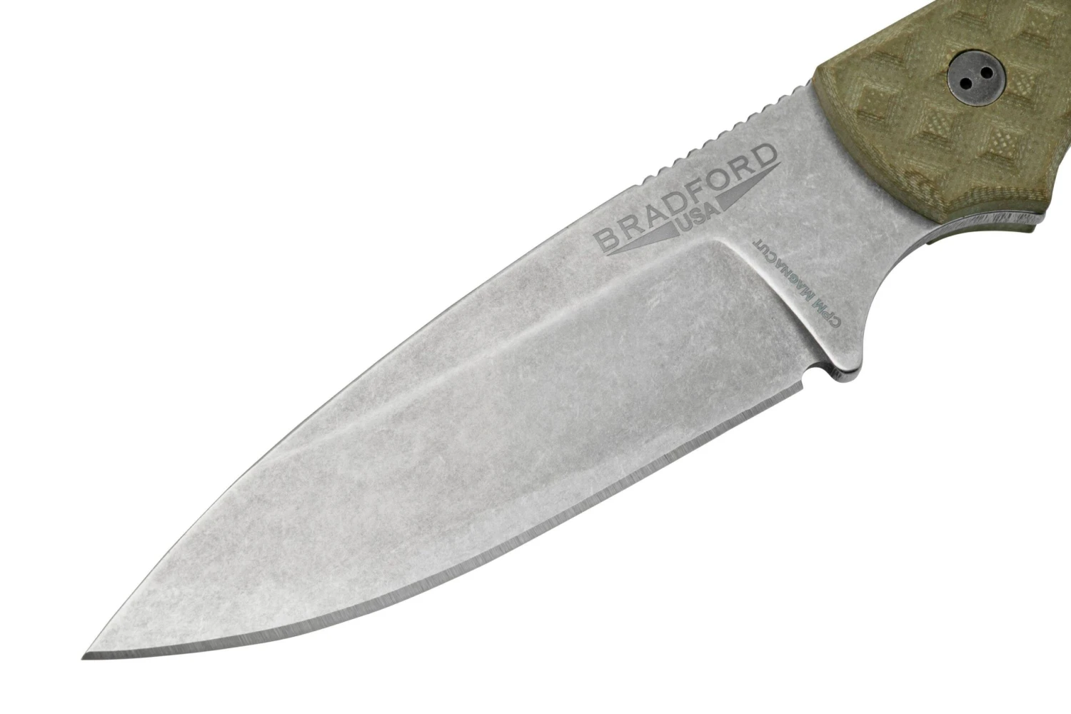 Bradford Knives Guardian 3, 32S-002-MC MagnaCut Sabre Stonewashed, Textured OD Green G10, Cuchillo Fijo - Imagen 3