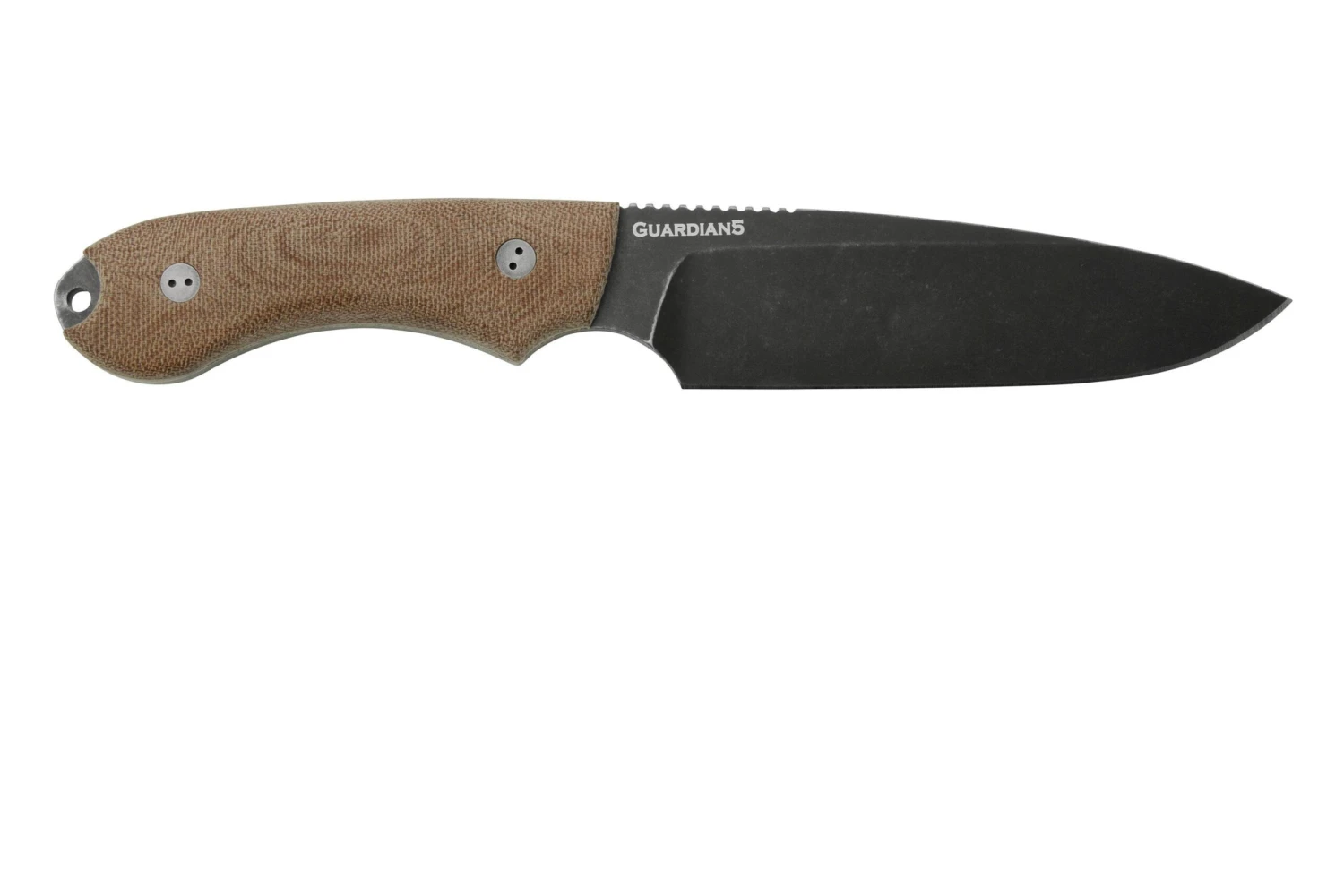 Bradford Knives Guardian 5, 5S-104N-3V, 3D Natural Micarta, CPM-3V, Sabre Grind, Nimbus Blackwashed Finish, Cuchillo Fijo - Imagen 2