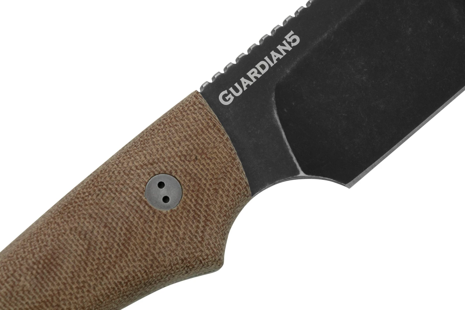 Bradford Knives Guardian 5, 5S-104N-3V, 3D Natural Micarta, CPM-3V, Sabre Grind, Nimbus Blackwashed Finish, Cuchillo Fijo - Imagen 5