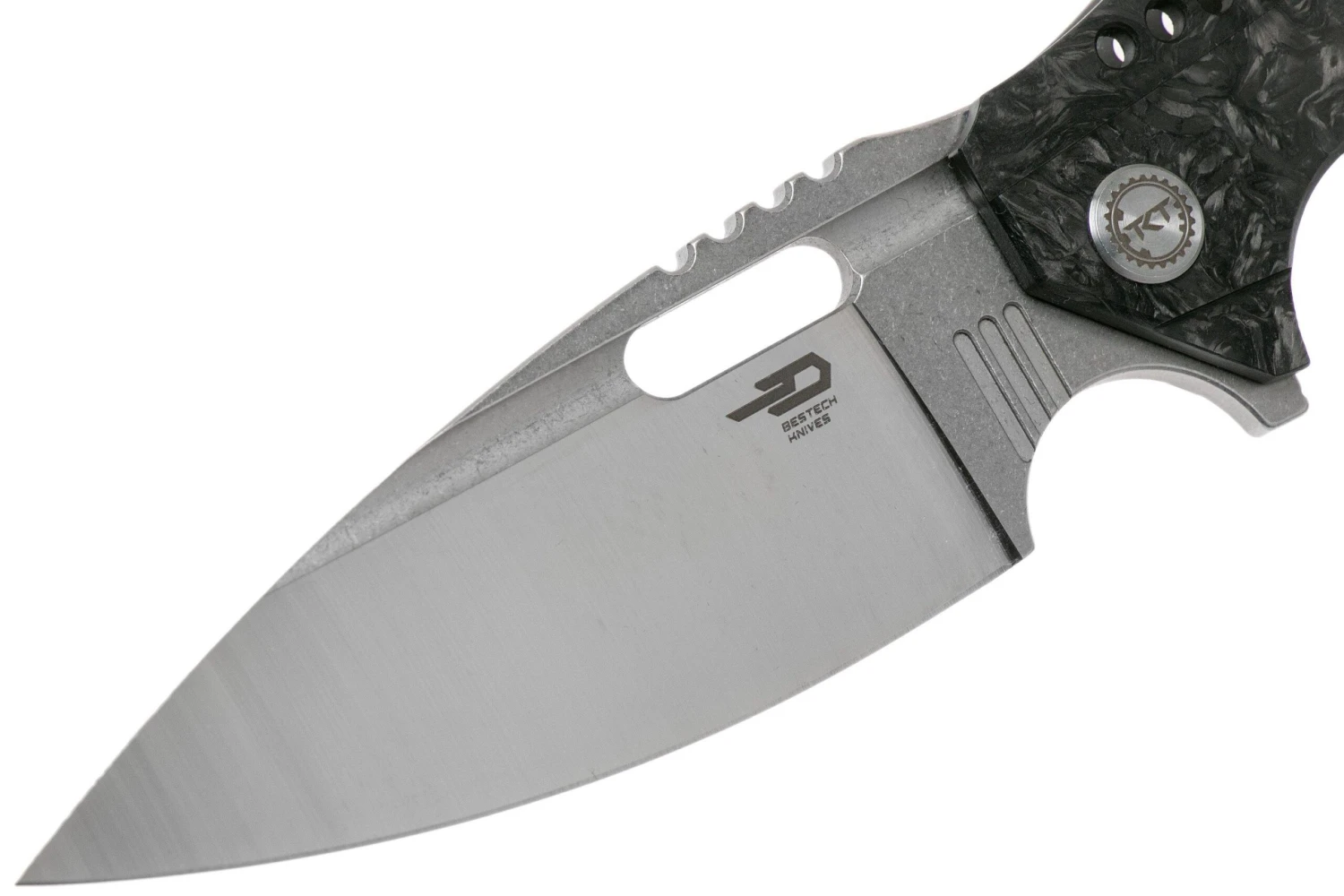 Bestech Shodan BT1910C Carbonfiber Satin Stonewash Navaja, Todd Knife & Tool Design - Imagen 3