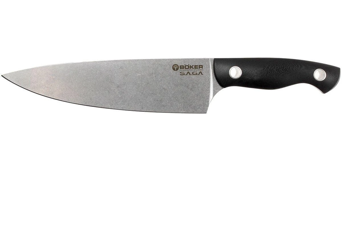 Böker 130267, Saga Cuchillo De Chef 20cm, Stonewash Finish