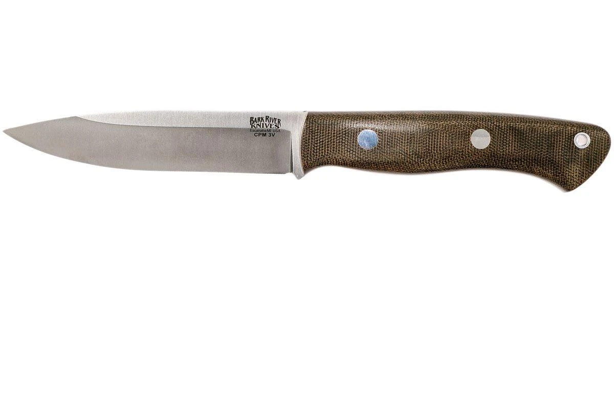 Bark River Aurora 3V, Green Canvas Micarta Cuchillo Bushcraft