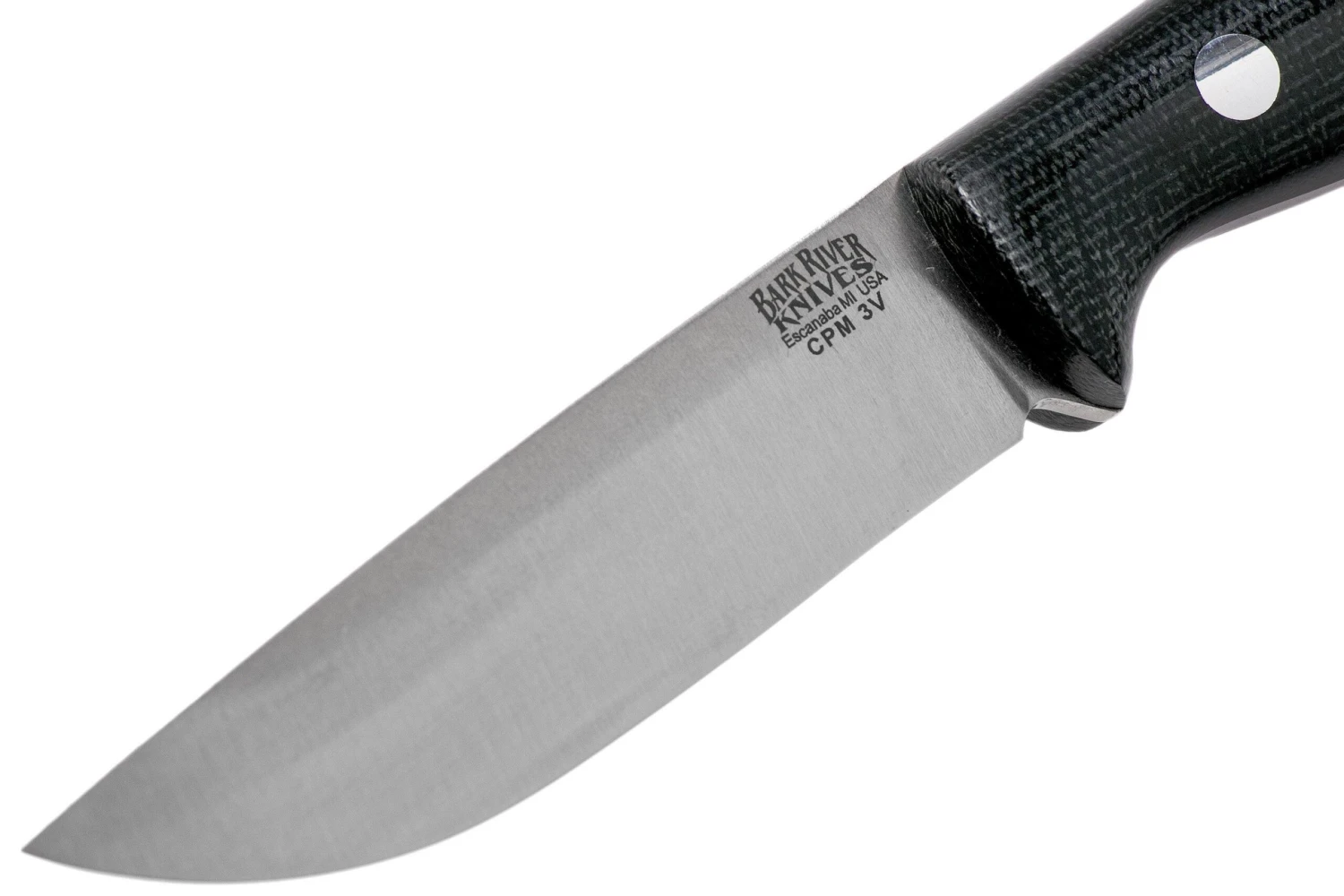 Bark River Bravo EDC CPM 3V Rampless, Black Canvas Micarta Cuchillo Bushcraft - Imagen 3