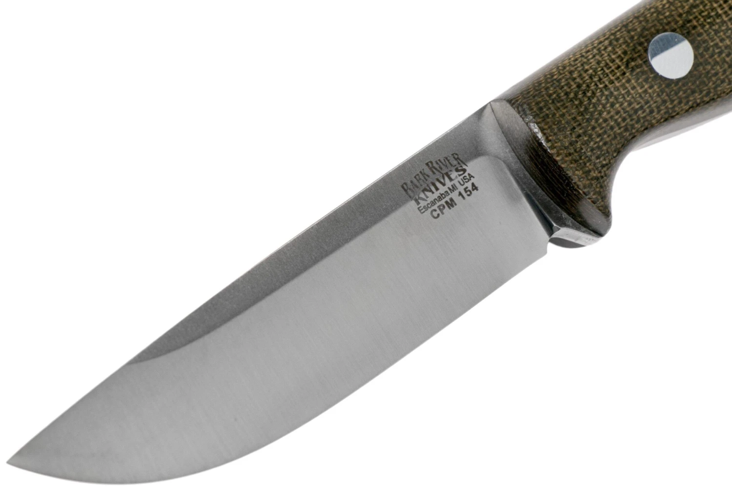 Bark River Bravo EDC CPM 154, Green Canvas Micarta, Rampless - Imagen 3