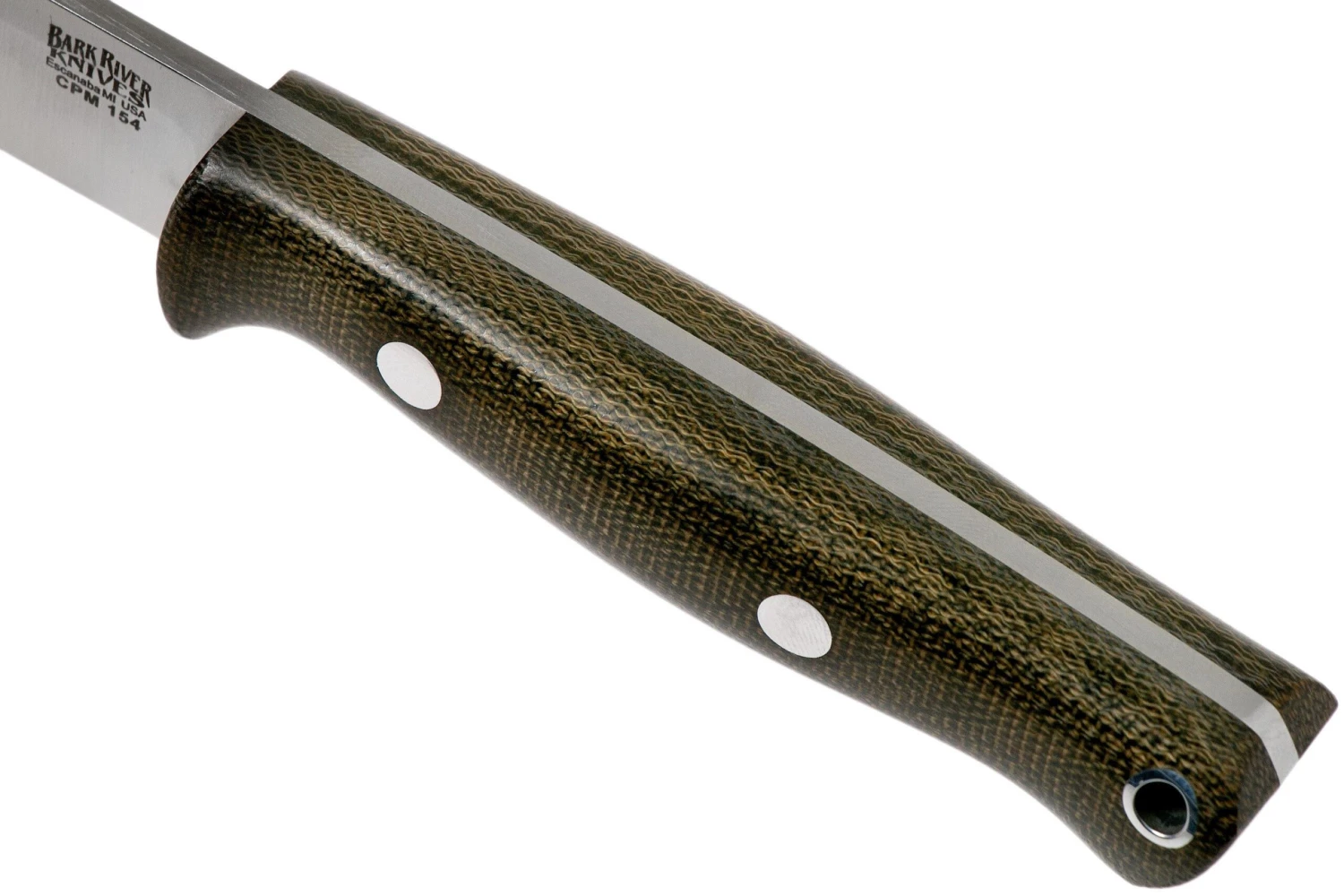 Bark River Bravo EDC CPM 154, Green Canvas Micarta, Rampless - Imagen 5