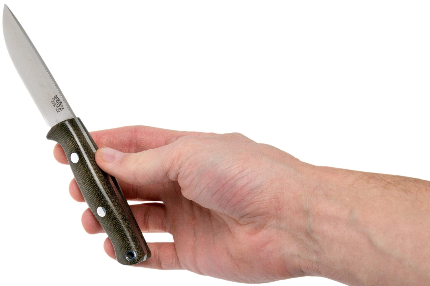 Bark River Bravo EDC CPM 154, Green Canvas Micarta, Rampless - Imagen 6