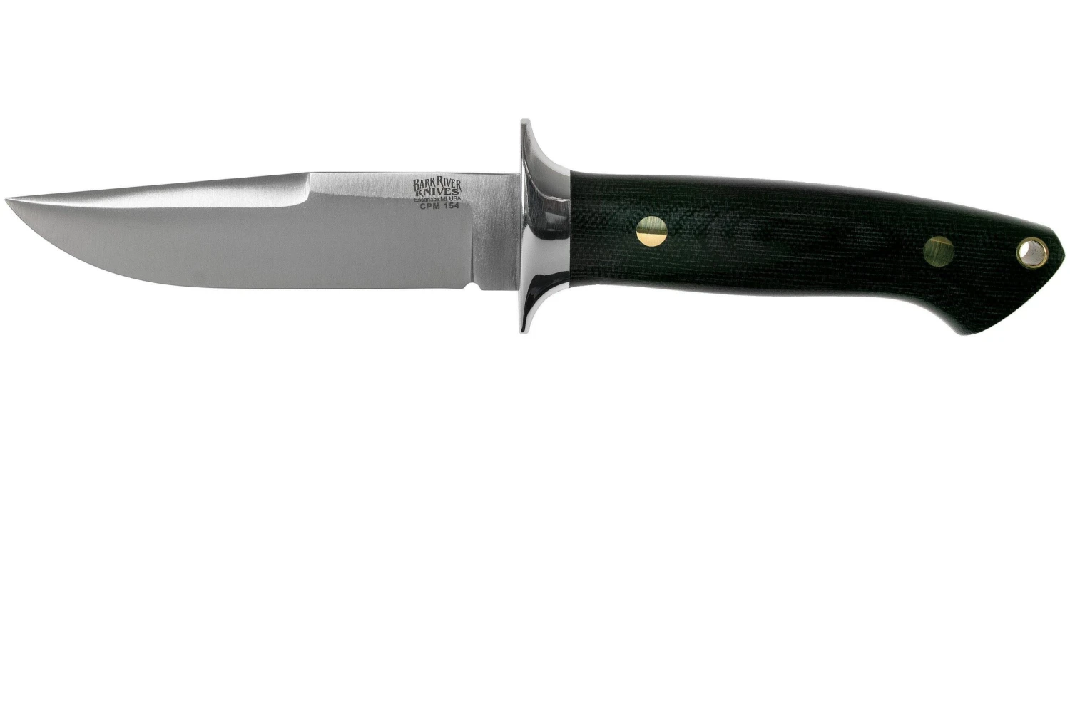 Bark River Chute Knife CPM 154, Black Canvas Micarta, Brass Guard