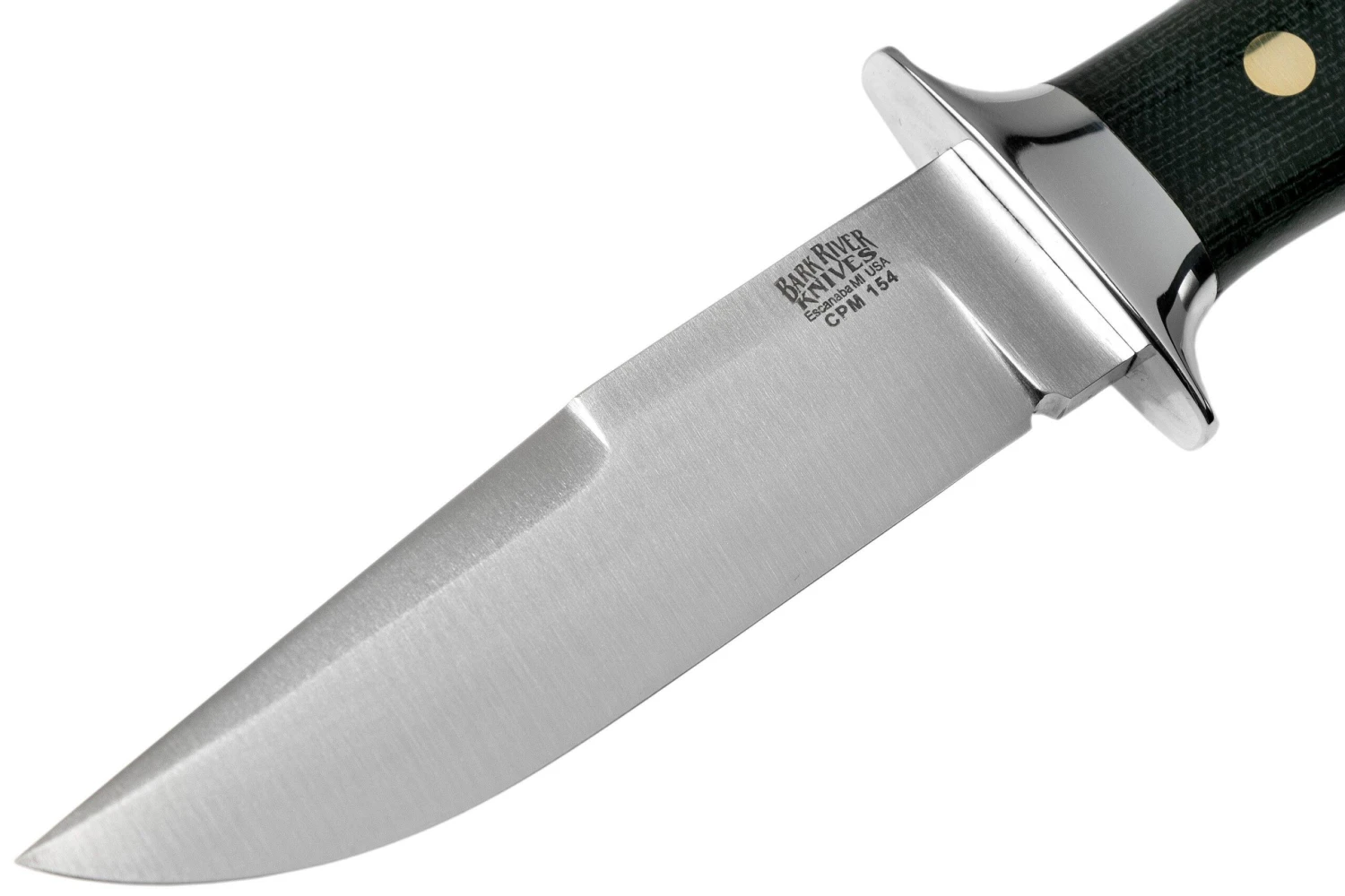 Bark River Chute Knife CPM 154, Black Canvas Micarta, Brass Guard - Imagen 3