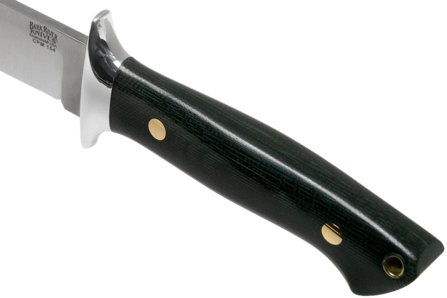 Bark River Chute Knife CPM 154, Black Canvas Micarta, Brass Guard - Imagen 5