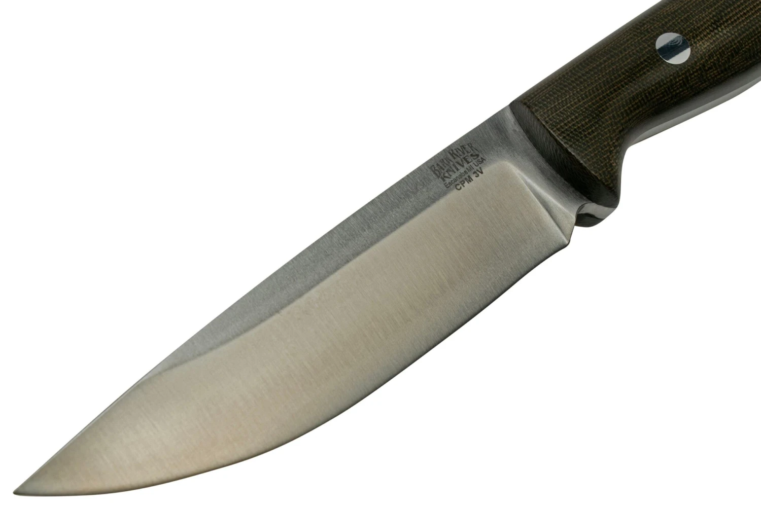 Bark River Vortex CPM 3V Green Canvas Micarta Rampless, Cuchillo De Supervivencia - Imagen 3