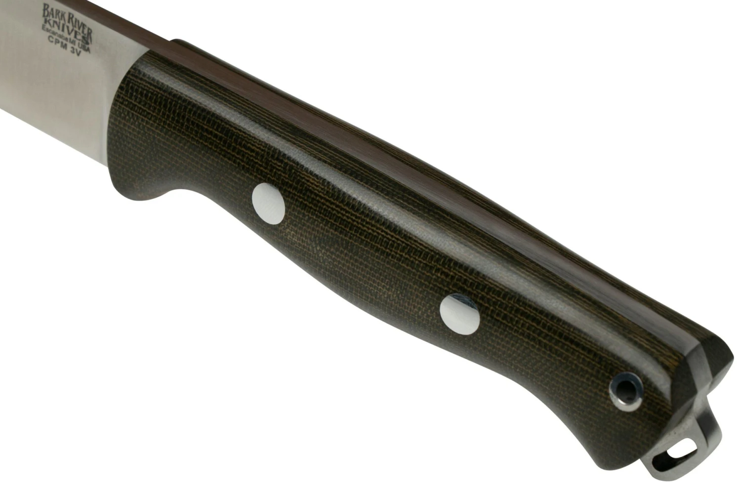 Bark River Vortex CPM 3V Green Canvas Micarta Rampless, Cuchillo De Supervivencia - Imagen 4