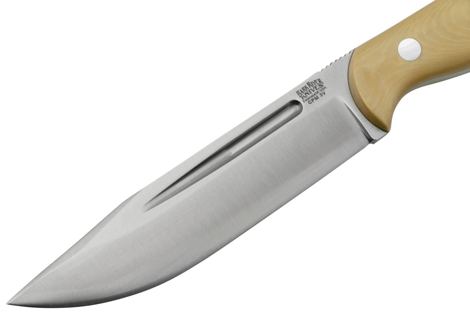 Bark River Cub CPM 3V Antique Ivory Micarta, Cuchillo De Bushcraft - Imagen 3