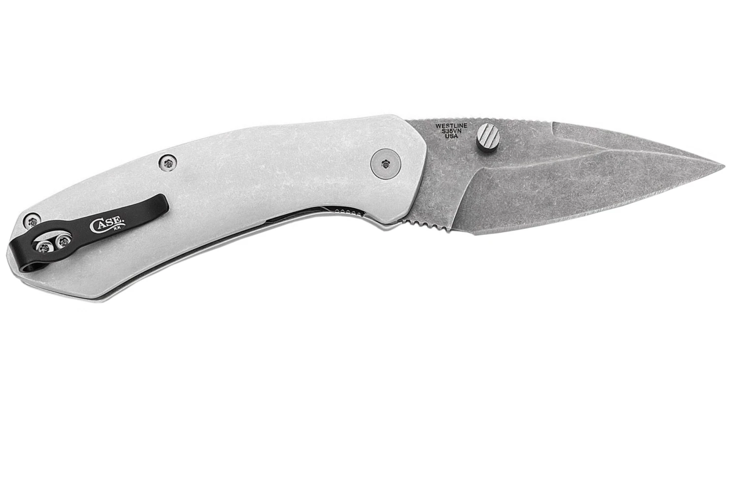 Case Westline, Silver Anodized Aluminum, Drop Point Blade S35VN, 36553 Navaja - Imagen 2