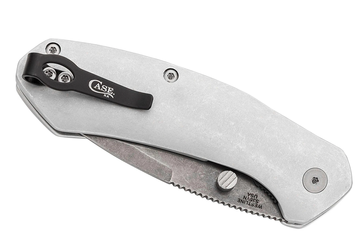 Case Westline, Silver Anodized Aluminum, Drop Point Blade S35VN, 36553 Navaja - Imagen 4
