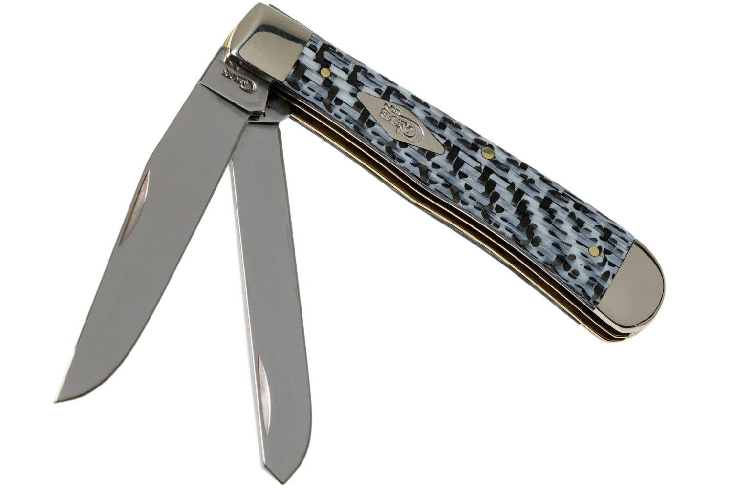Case Medium Trapper White & Black Carbon Fiber-G10 Weave Smooth, 38920 10254 SS Navaja