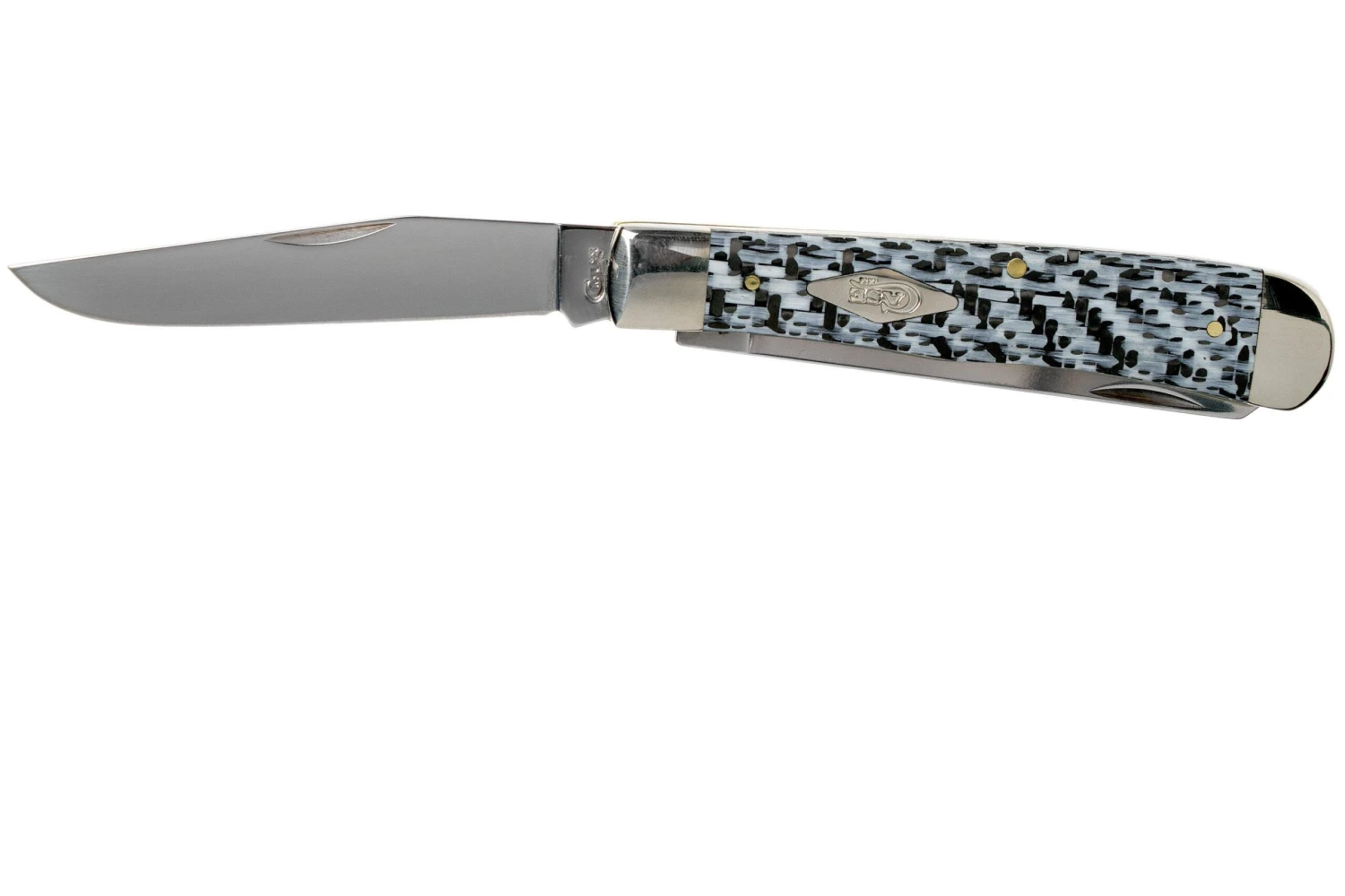 Case Medium Trapper White & Black Carbon Fiber-G10 Weave Smooth, 38920 10254 SS Navaja - Imagen 3