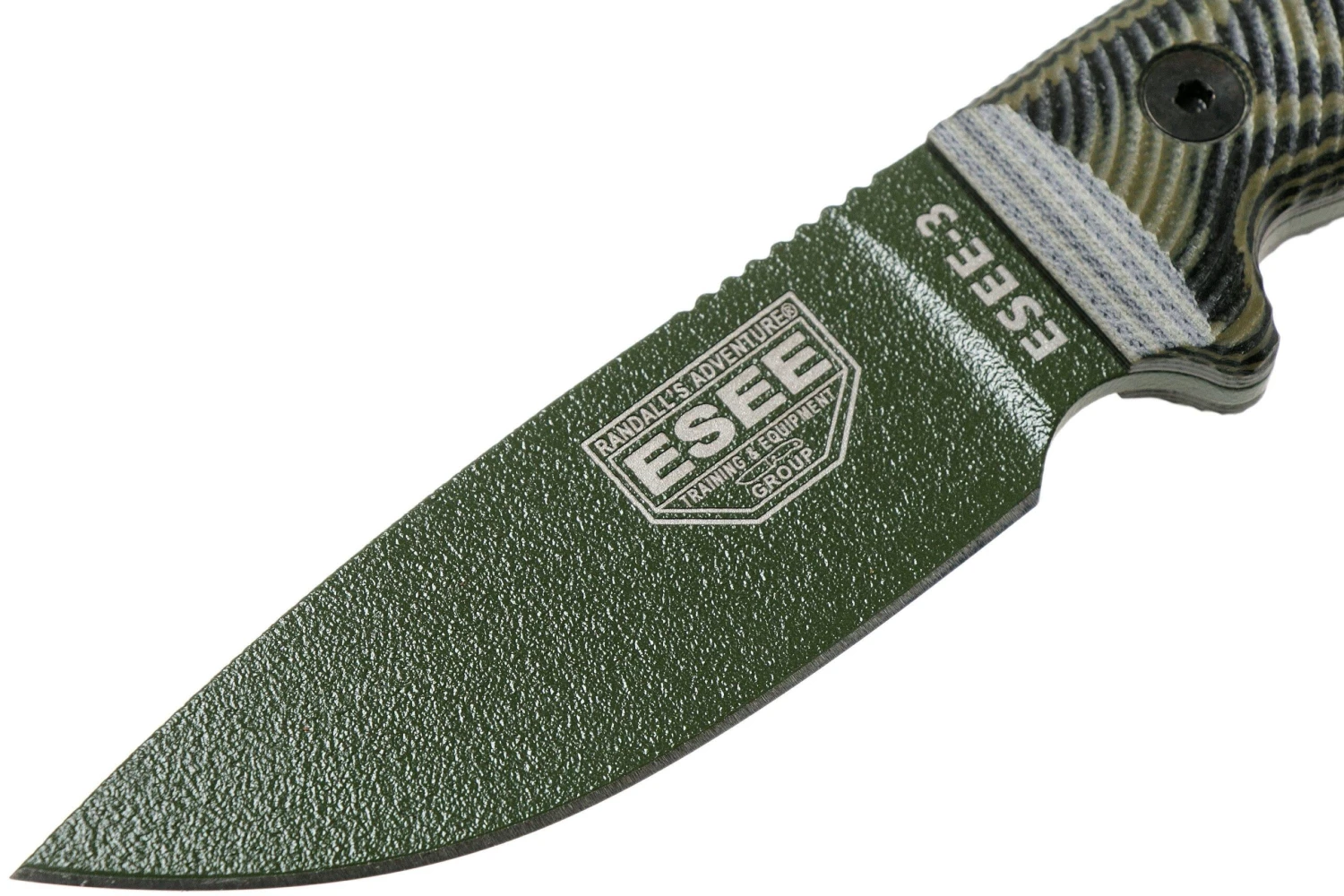 ESEE Model 3 OD Green Blade 3D OD Green-Black G10 Cuchillo De Supervivencia 3PMOD-003 Funda Negra + Clip Para Cintur贸n - Imagen 3