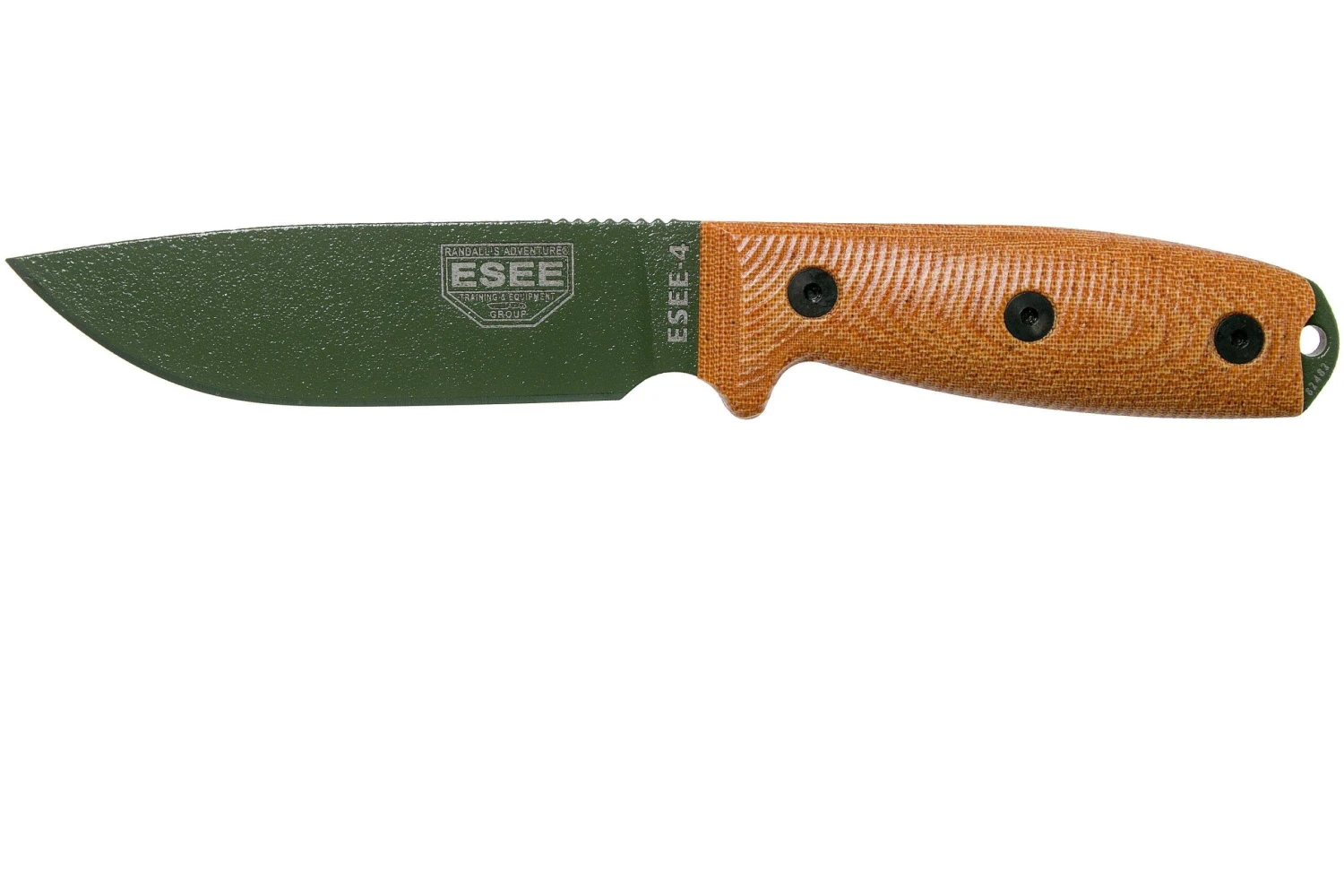 ESEE Model 4 OD Green Blade 3D Natural Canvas Micarta Cuchillo De Supervivencia 4POD-011 Funda Negra + Clip Para Cinturón
