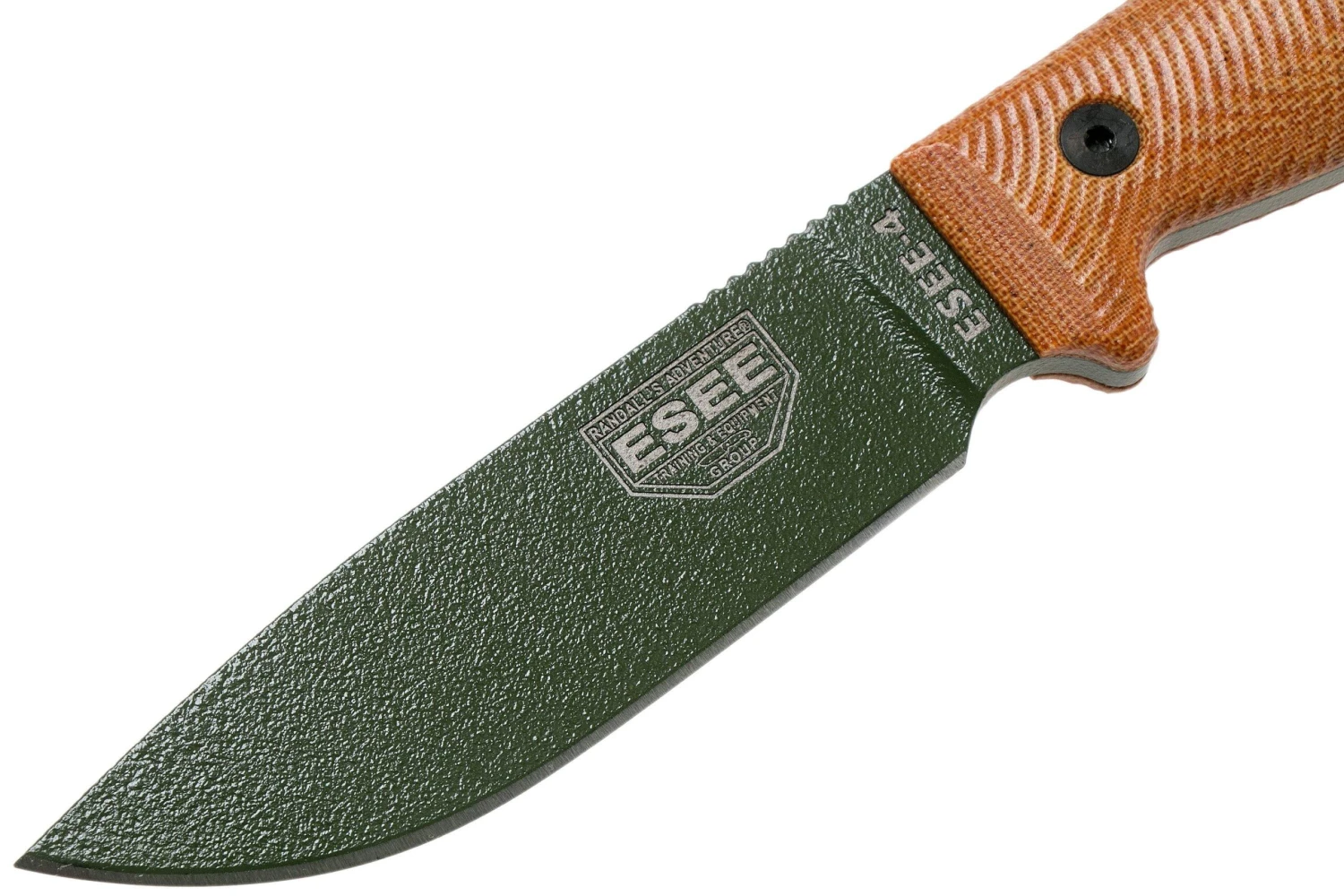 ESEE Model 4 OD Green Blade 3D Natural Canvas Micarta Cuchillo De Supervivencia 4POD-011 Funda Negra + Clip Para Cinturón - Imagen 3