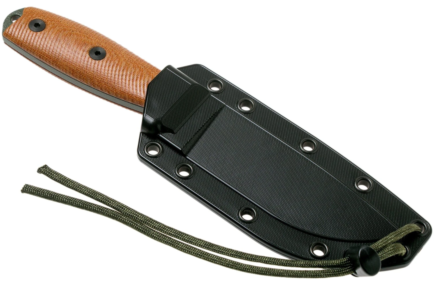 ESEE Model 4 OD Green Blade 3D Natural Canvas Micarta Cuchillo De Supervivencia 4POD-011 Funda Negra + Clip Para Cinturón - Imagen 6