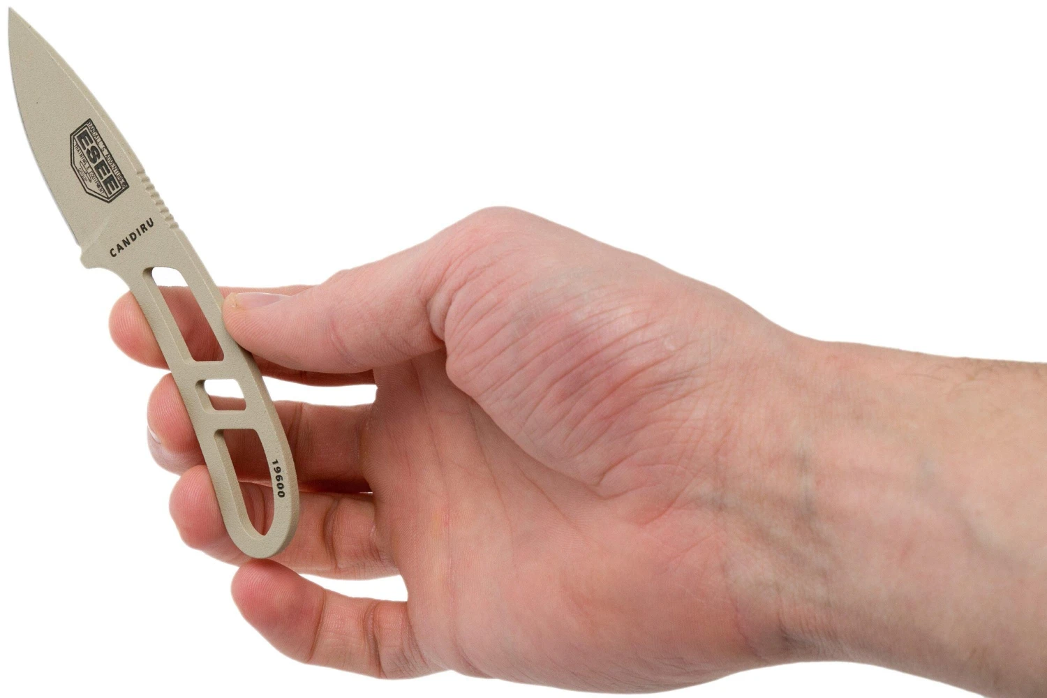 ESEE Candiru Desert Tan CAN-DT Cuchillo De Cuello Con Funda Negra + Clip De Cinturón - Imagen 5