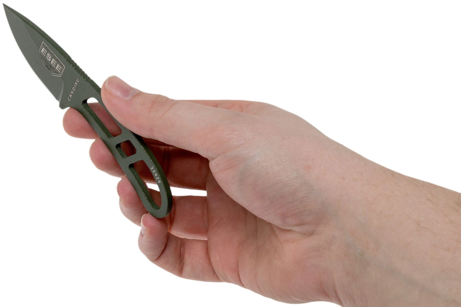 ESEE Candiru OD-green CAN-OD Cuchillo De Cuello Con Funda Negra + Clip De Cintur贸n - Imagen 5