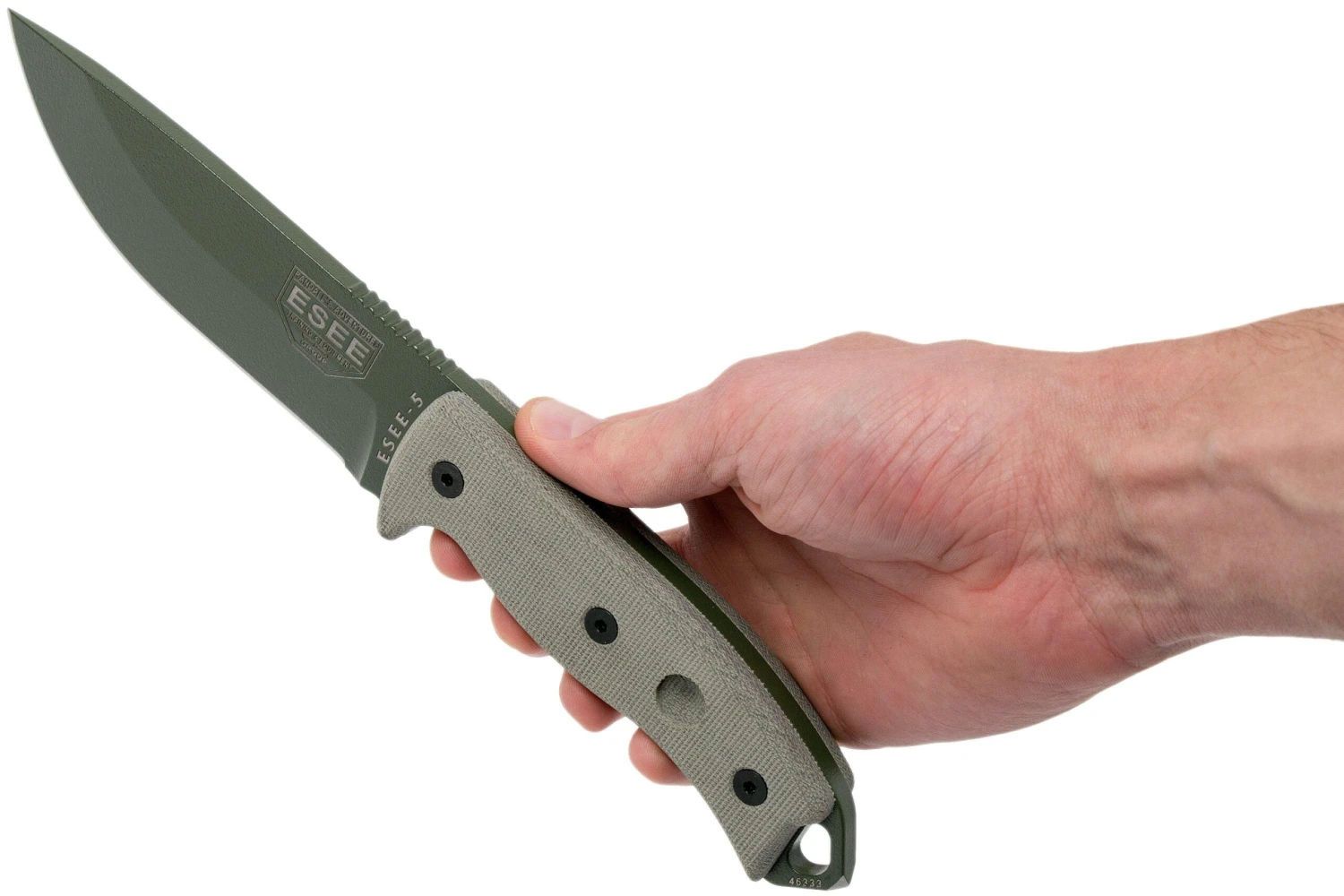 ESEE Model 5 OD Blade, Desert Tan Handle 5P-OD Con Funda Kydex + Clip De Cintur贸n - Imagen 6