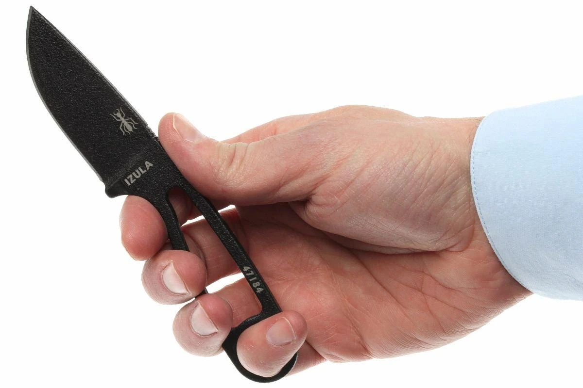 ESEE Izula Black IZULA-B Cuchillo De Cuello Con Funda Negra + Clip De Cintur贸n - Imagen 4