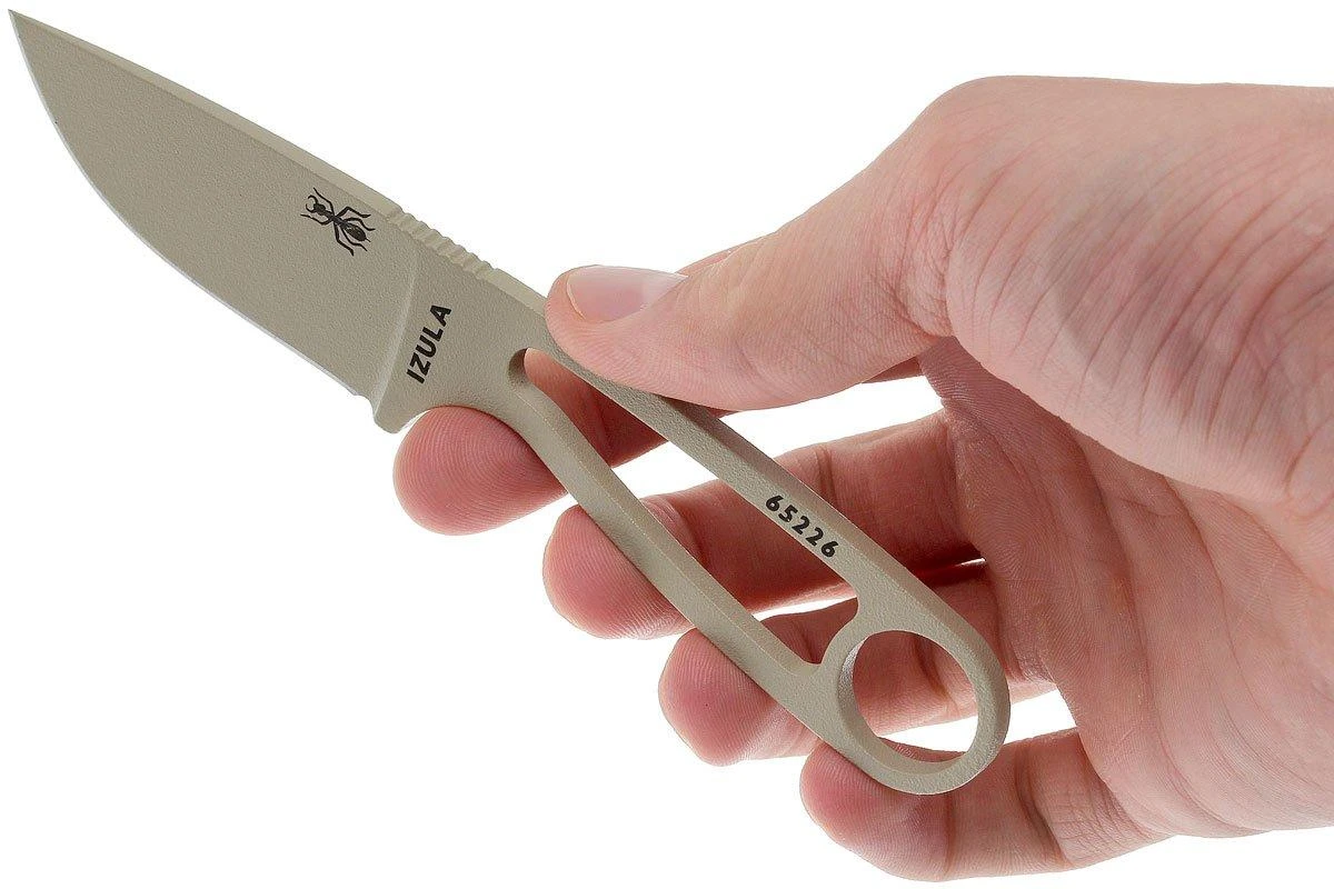 ESEE Izula Desert Tan IZULA-DT Cuchillo De Cuello Con Funda Negra + Clip De Cinturón - Imagen 3