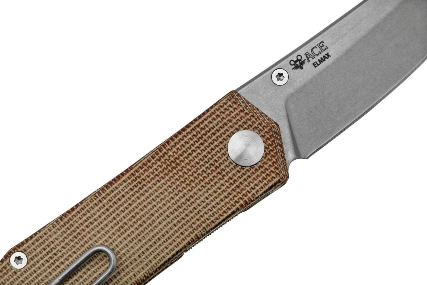 GiantMouse ACE Clyde Natural Canvas Micarta, Brass, Navaja, Ansø Y Voxnaes Design - Imagen 5