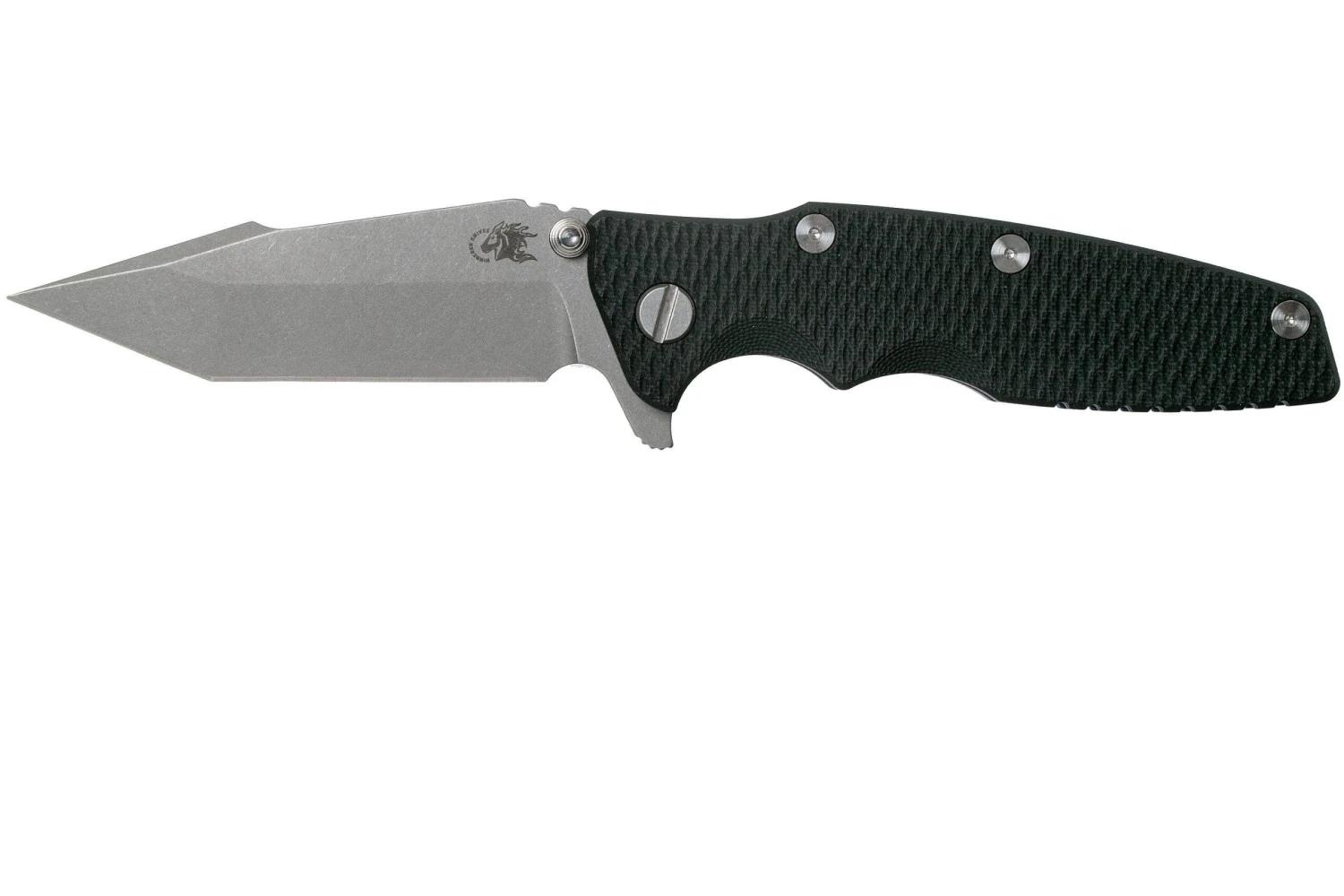 Rick Hinderer Eklipse 3.5” Harpoon Tanto, CPM 20CV, Battle Blue, Black G10 Navaja