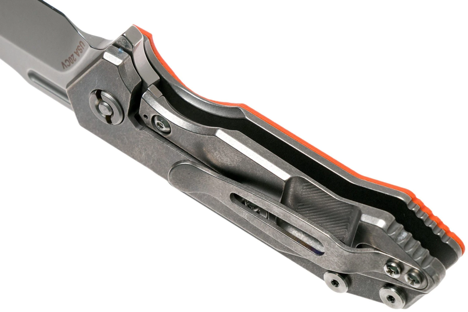 Rick Hinderer Half Track Gen 2, Spearpoint 20CV, Orange G10, Navaja - Imagen 5