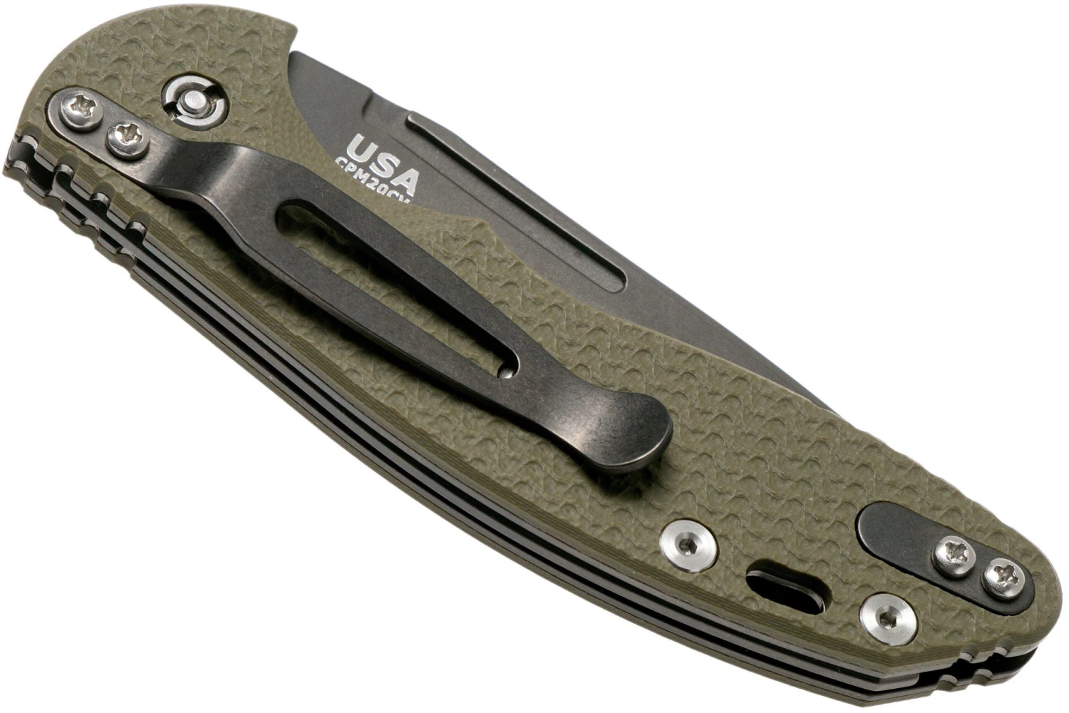 Rick Hinderer XM Slippy 3 Slicer 20CV Black DLC, OD Green G10 Navaja Slipjoint" - Imagen 4
