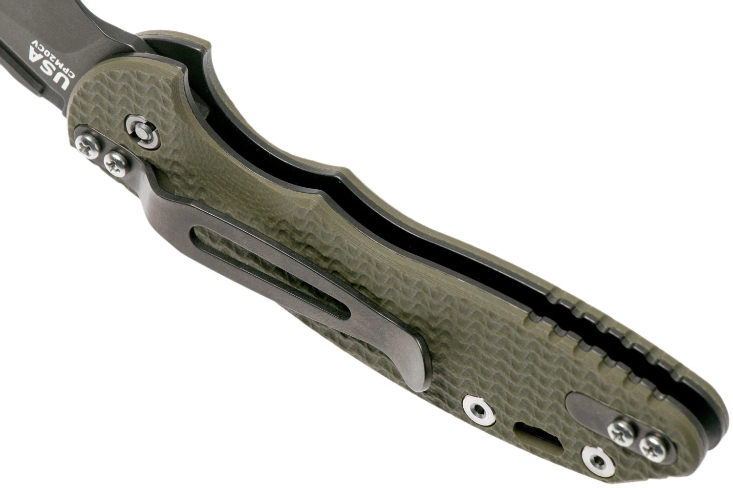 Rick Hinderer XM Slippy 3 Slicer 20CV Black DLC, OD Green G10 Navaja Slipjoint" - Imagen 5