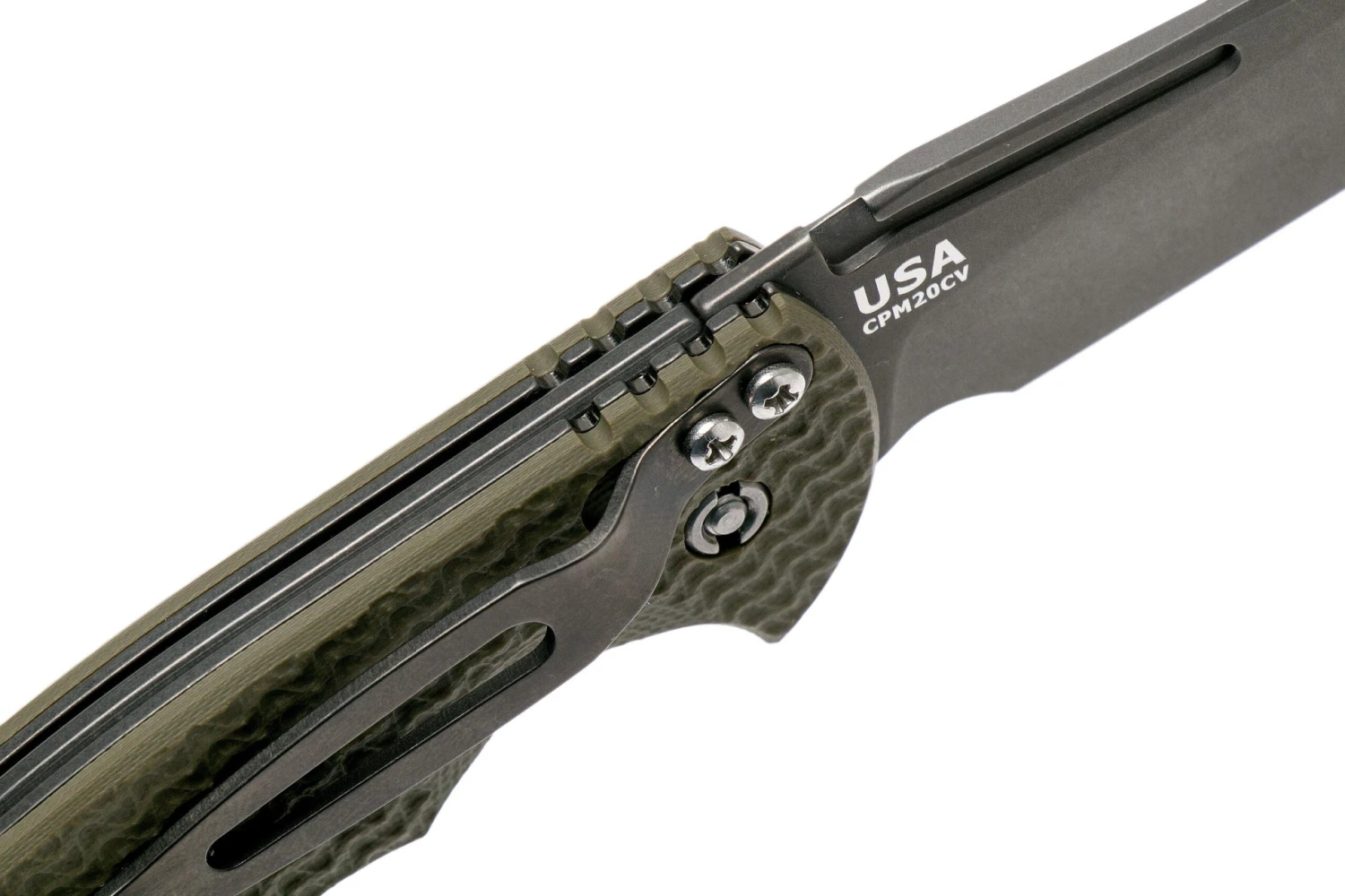 Rick Hinderer XM Slippy 3 Slicer 20CV Black DLC, OD Green G10 Navaja Slipjoint" - Imagen 6