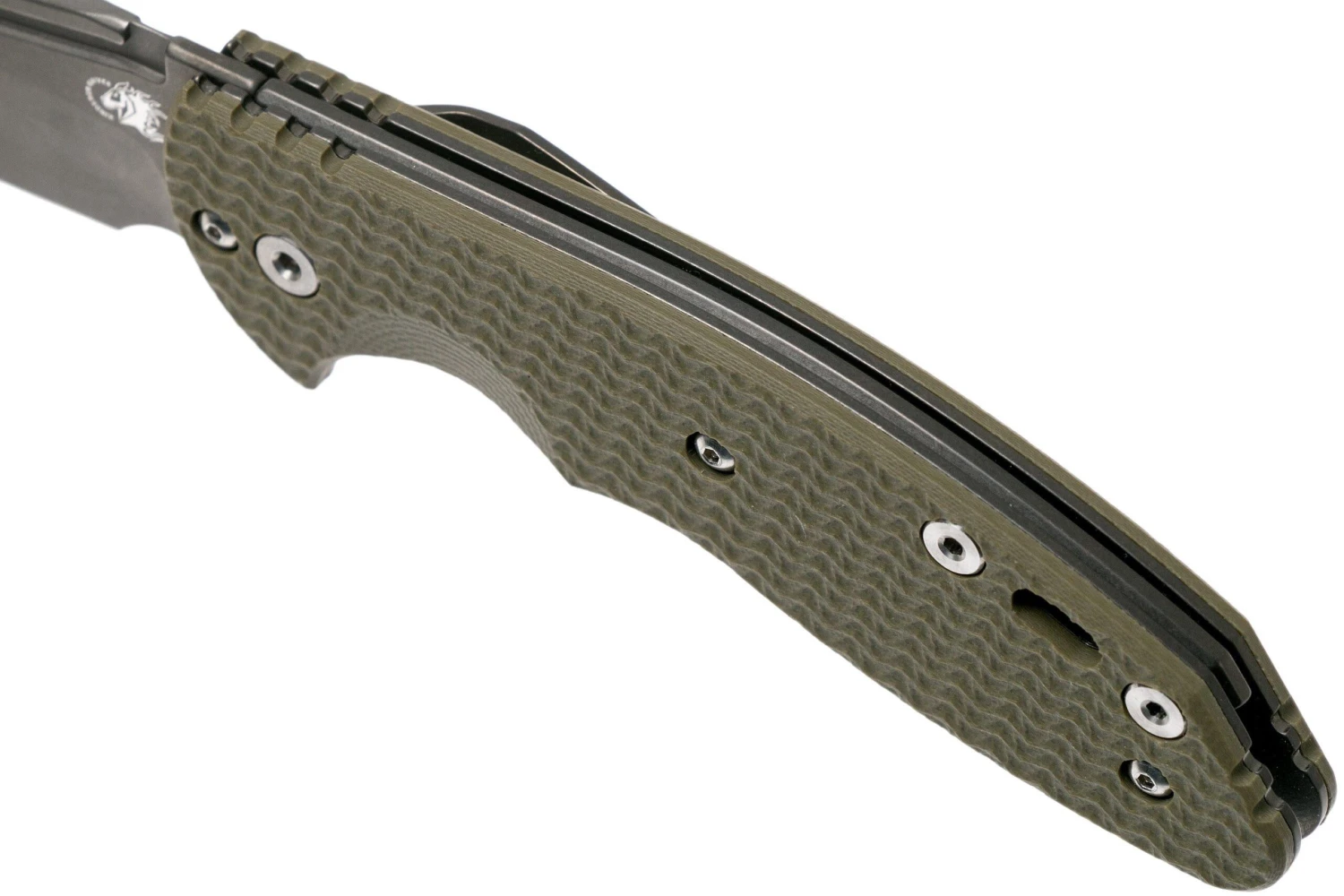 Rick Hinderer XM Slippy 3 Slicer 20CV Black DLC, OD Green G10 Navaja Slipjoint" - Imagen 7