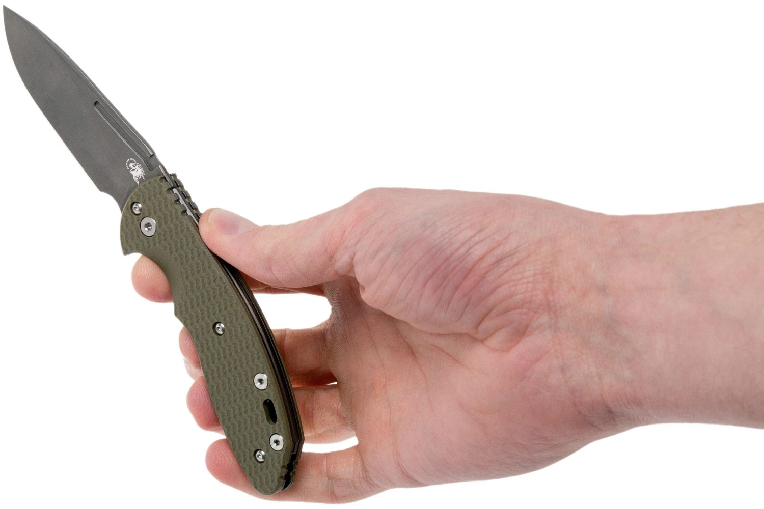 Rick Hinderer XM Slippy 3 Slicer 20CV Black DLC, OD Green G10 Navaja Slipjoint" - Imagen 8