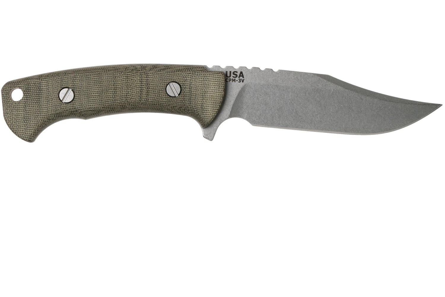 Rick Hinderer Ranch Bowie Green Canvas Micarta, Stonewashed, Cuchillo Bowie - Imagen 2