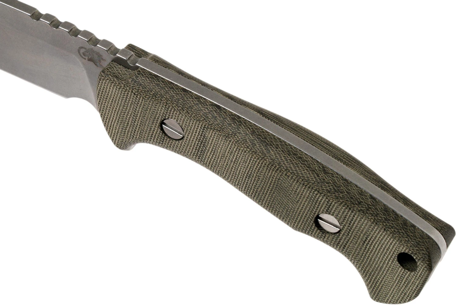 Rick Hinderer Ranch Bowie Green Canvas Micarta, Stonewashed, Cuchillo Bowie - Imagen 5