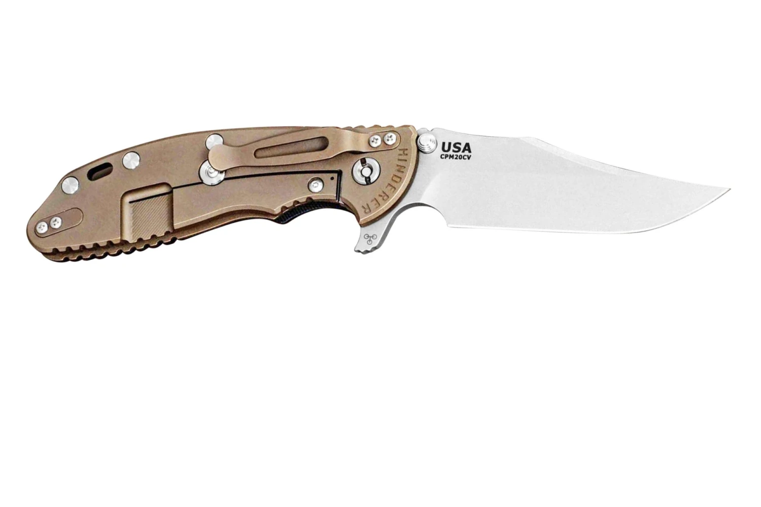 Rick Hinderer XM-24 4" Gen6 Sheepfoot 20CV, Battle Bronze, Black G10 Navaja - Imagen 2