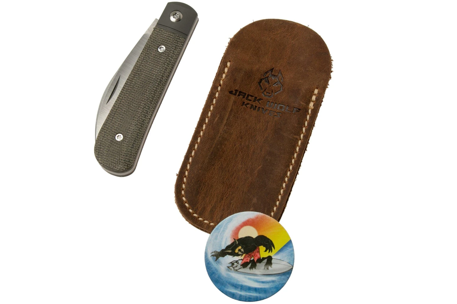 Jack Wolf Laid Back Jack, Green Canvas Micarta LAIDB-01-GRN Navaja Slipjoint - Imagen 7