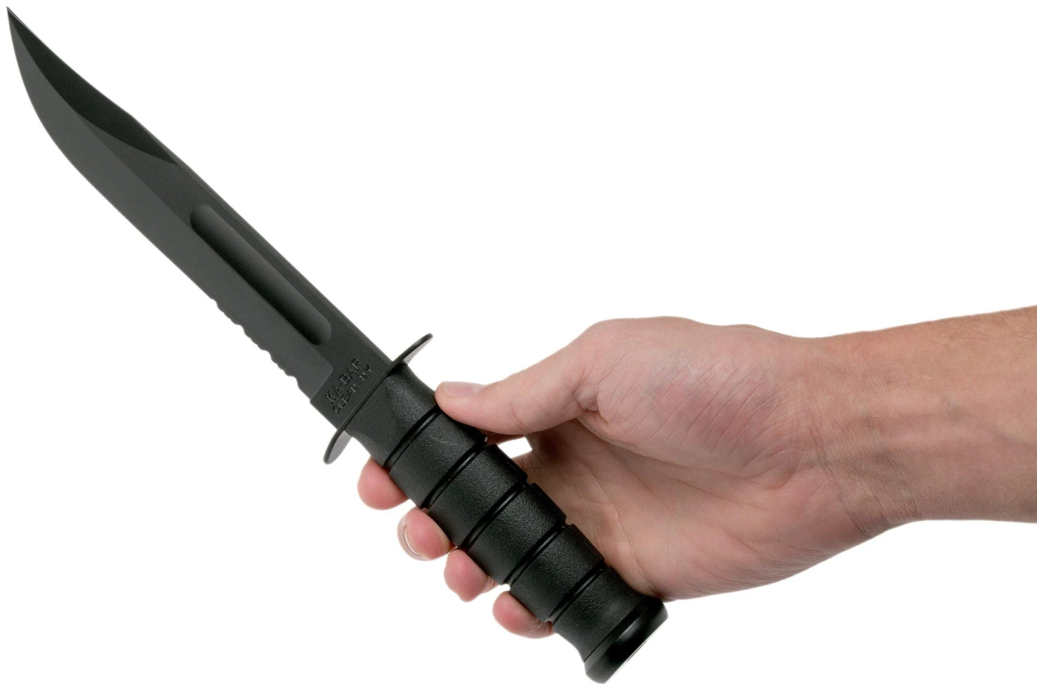 KA-BAR 1212 Cuchillo Fijo, Parcialmente Dentado, Funda De Cuero - Imagen 6