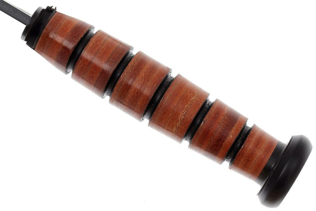 KA-BAR USMC 1218 Parcialmente Dentado Con Mango Y Funda De Cuero - Imagen 4