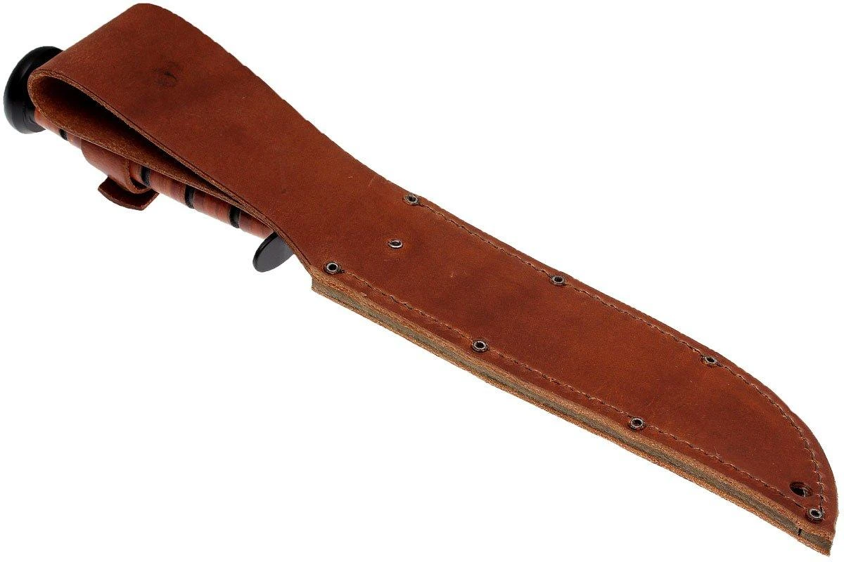 KA-BAR USMC 1218 Parcialmente Dentado Con Mango Y Funda De Cuero - Imagen 7