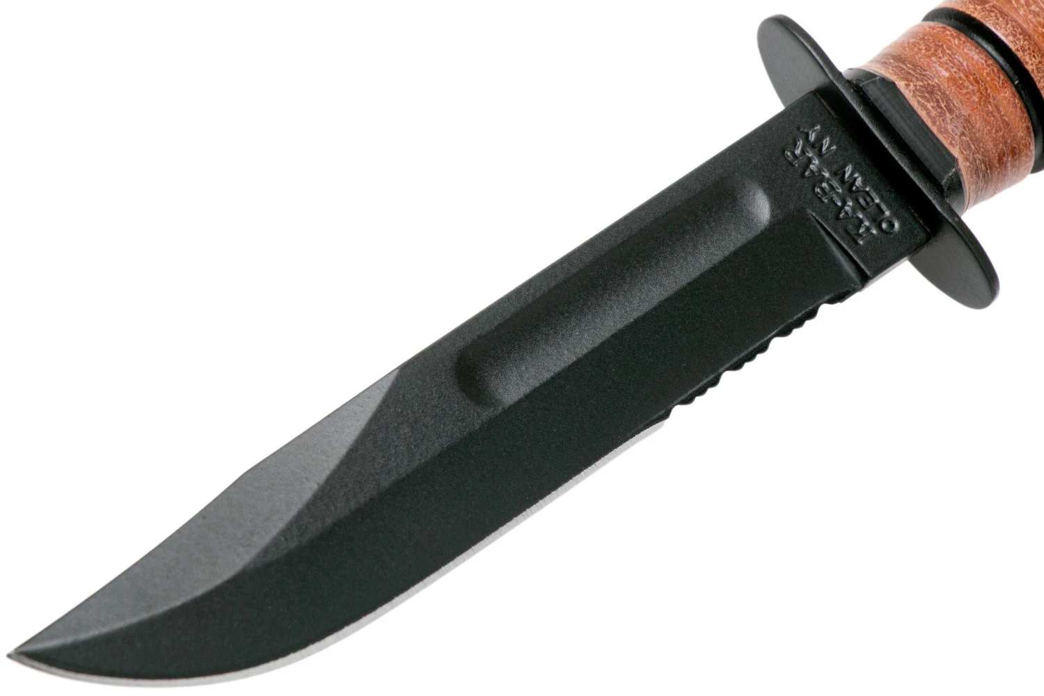 KA-BAR Short 1261 Cuchillo Fijo, Parcialmente Dentado, Funda De Cuero - Imagen 3