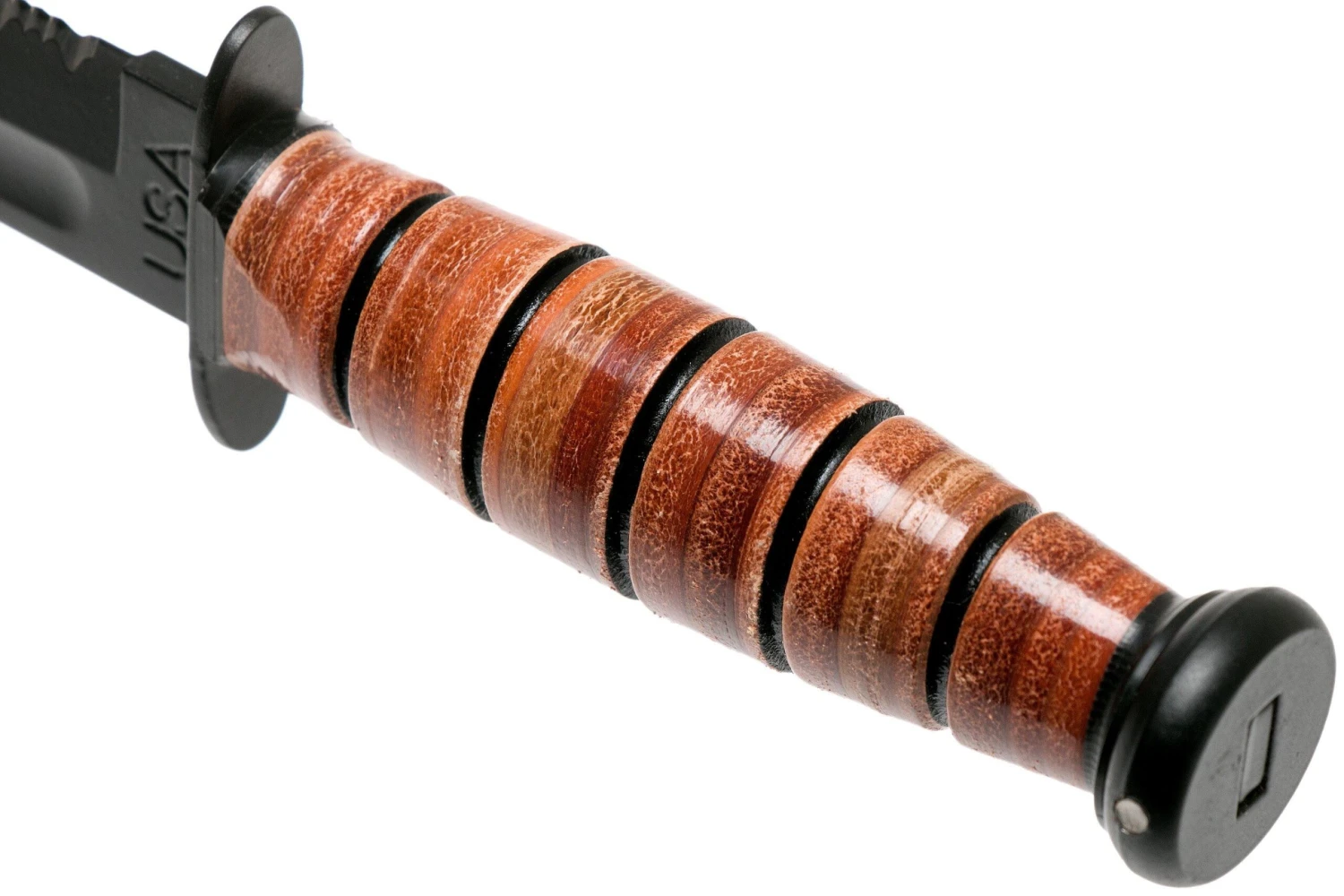 KA-BAR Short 1261 Cuchillo Fijo, Parcialmente Dentado, Funda De Cuero - Imagen 4