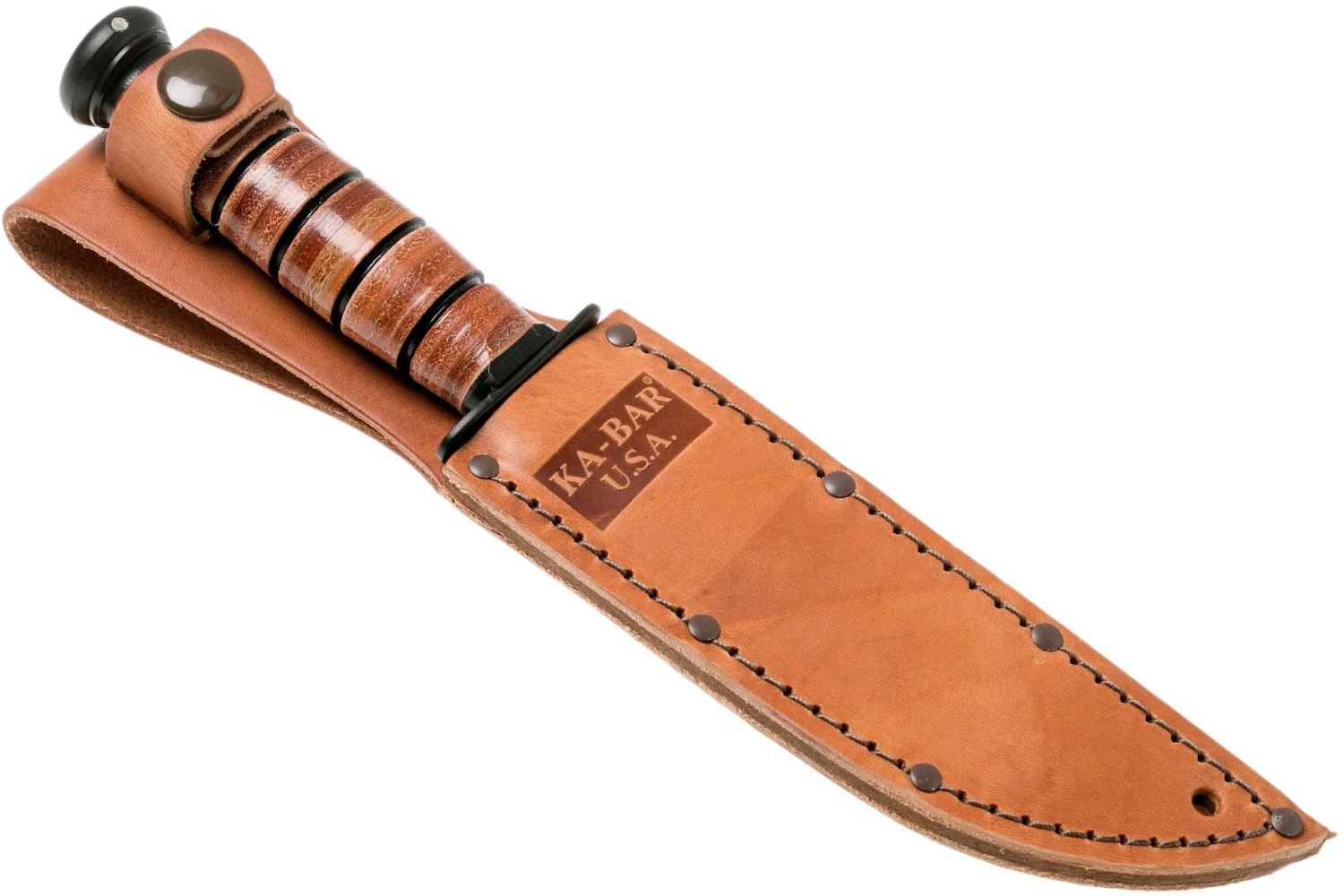 KA-BAR Short 1261 Cuchillo Fijo, Parcialmente Dentado, Funda De Cuero - Imagen 7