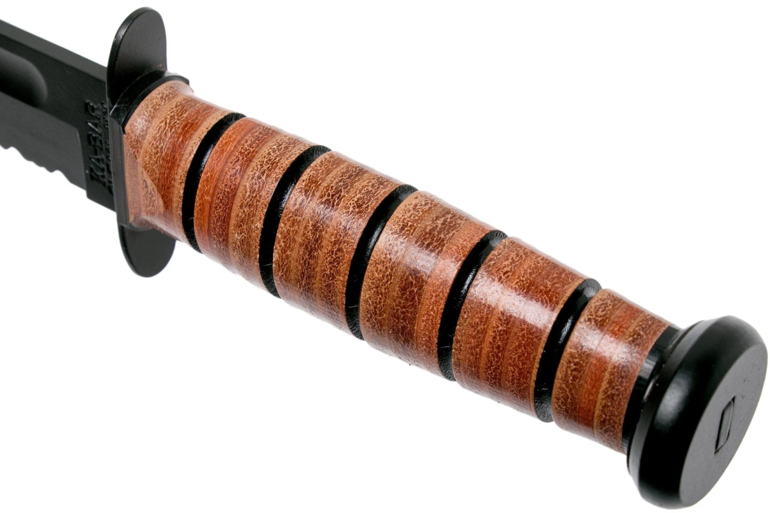 KA-BAR USMC 5018 Parcialmente Dentado, Mango De Cuero, Funda De Plástico - Imagen 5