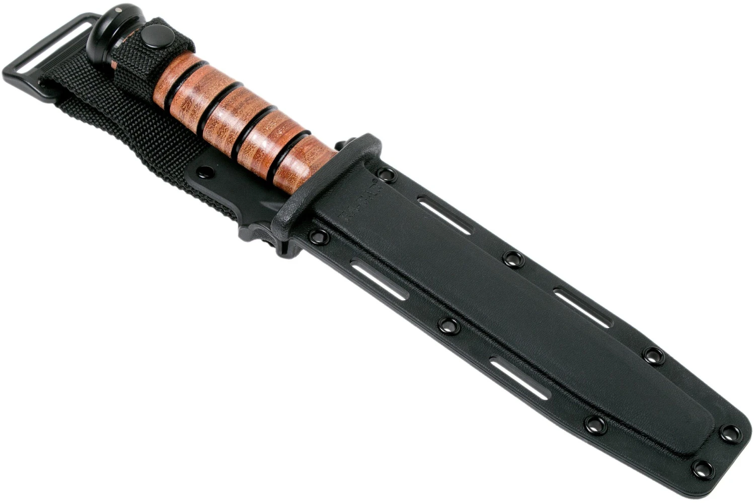 KA-BAR USMC 5018 Parcialmente Dentado, Mango De Cuero, Funda De Plástico - Imagen 7